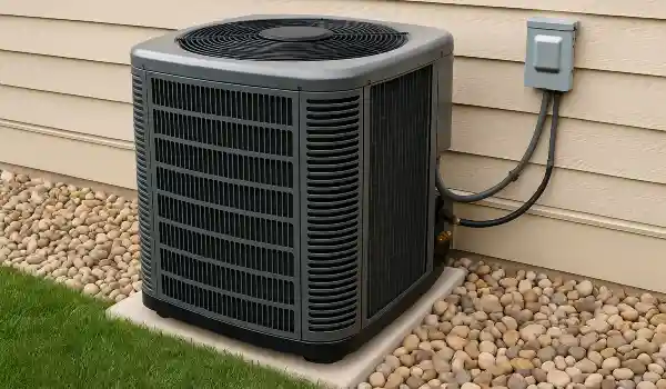 a brand new AC unit outside on a concrete slab from Dallas Air Conditioning in Dallas, TX - dallas ac installation