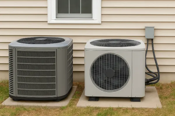 2 AC units outside the house on a concrete slabs next to each other from Dallas Air Conditioning in Dallas, TX - hvac repair emergency