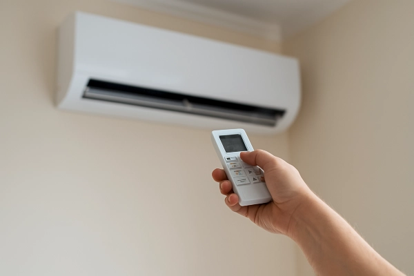 the hand of a person using an AC control remote to adjust the temperature from Dallas Air Conditioning in Dallas, TX - Install thermostat